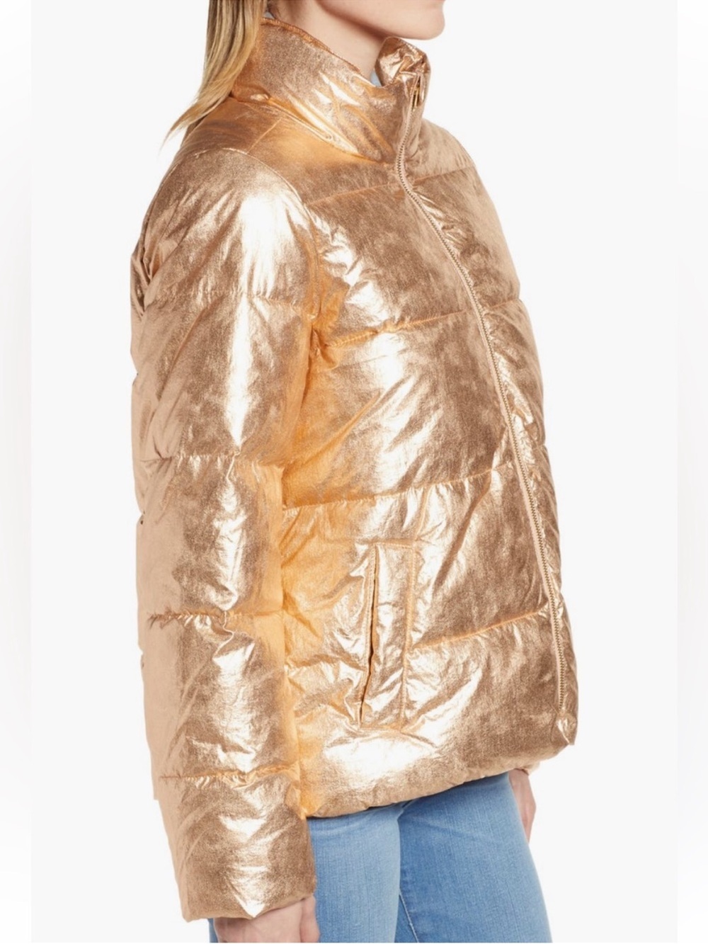 J. Crew Metallic Puffer Jacket with PrimaLoft